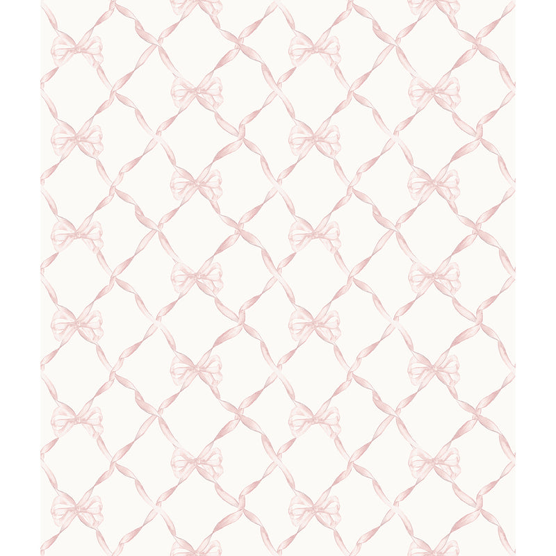 Baby Bow Light Pink Ribbon Trellis Wallpaper – Hill Home Decor